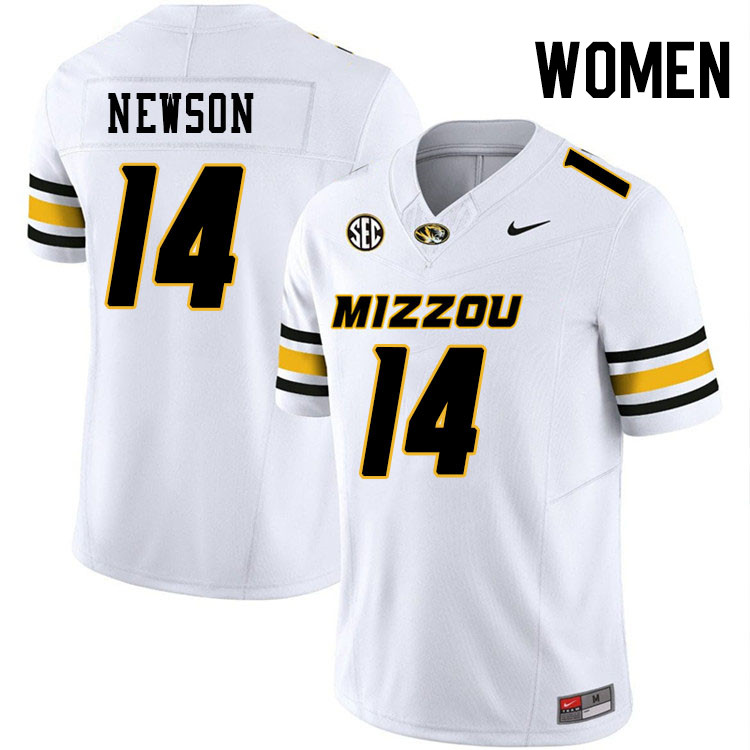 Women #14 Triston Newson Missouri Tigers College Football Jerseys Stitched-White